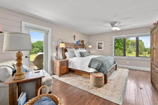 The spacious owners suite has a deck with a retractable awning.