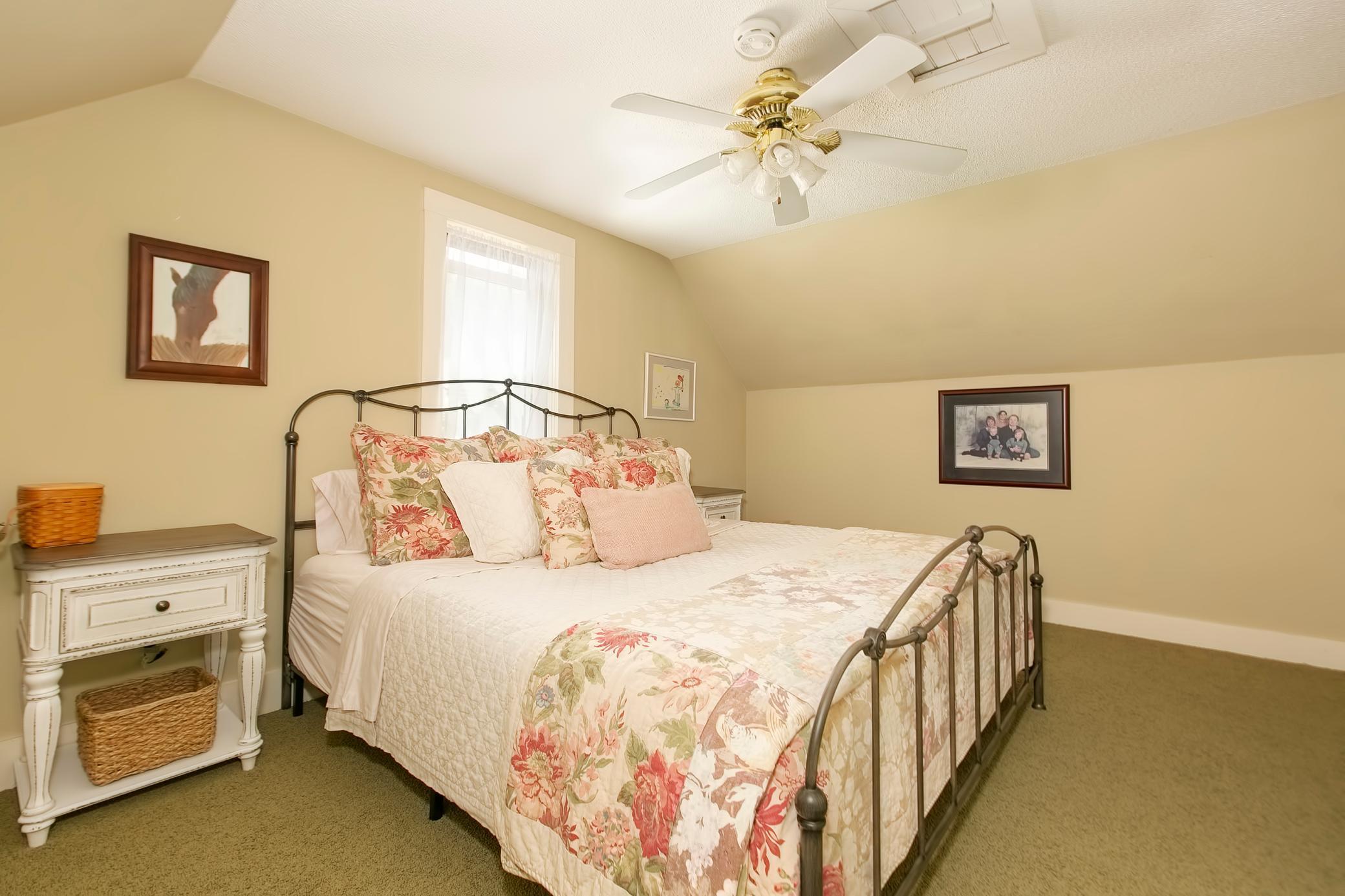 The main bedroom in the farmhouse is upstairs, and there is also a multi purpose room as well.