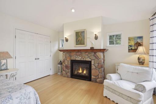 The gas fireplace and additional seating area add ambiance to the master suite. A 2nd closet to store off season clothing.