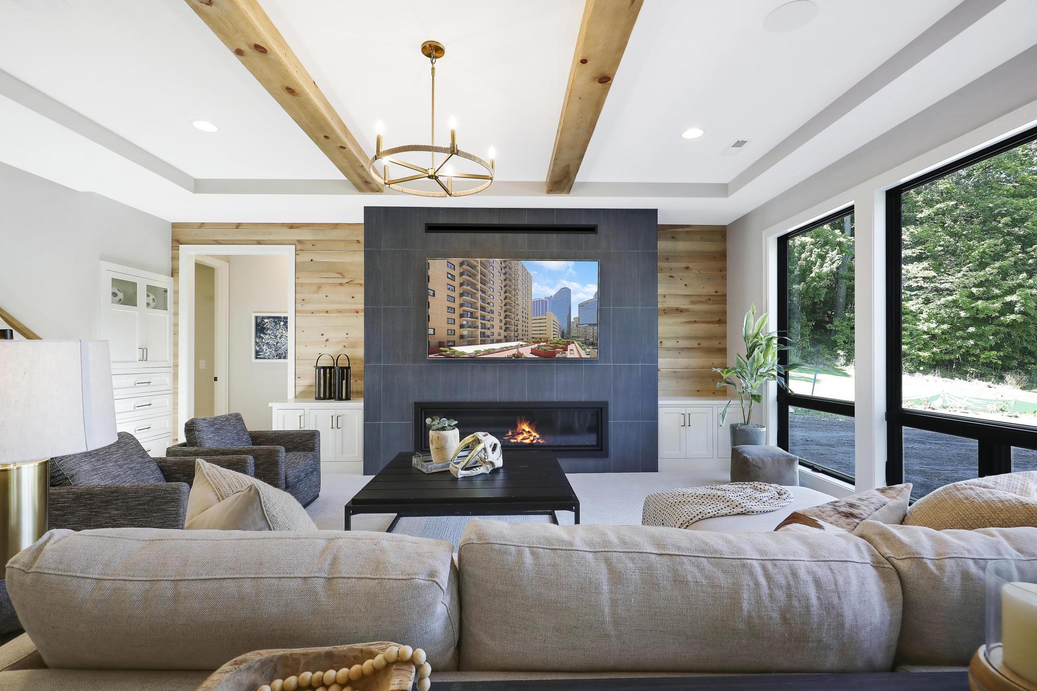 Gas Fireplace With Venting Above TV.