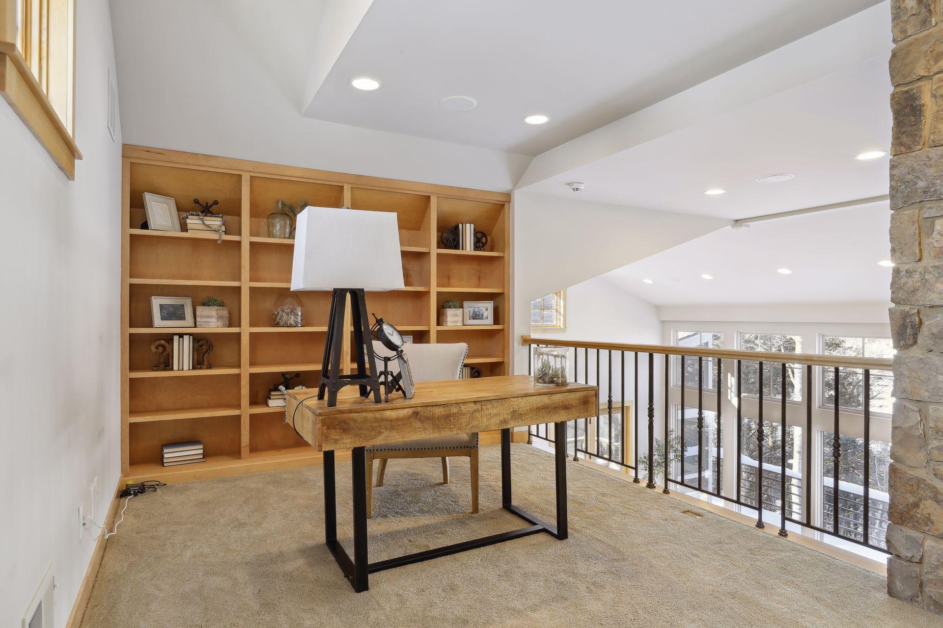 There is a lofted space with amazing views and natural light.. A great place to do puzzles, read a book or play a game.