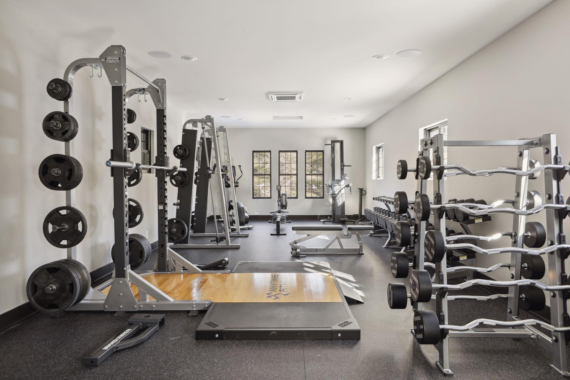 Upper level of the barn home gym.