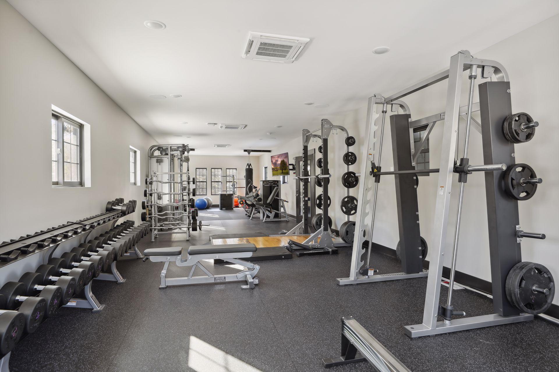 Upper level of the barn home gym.