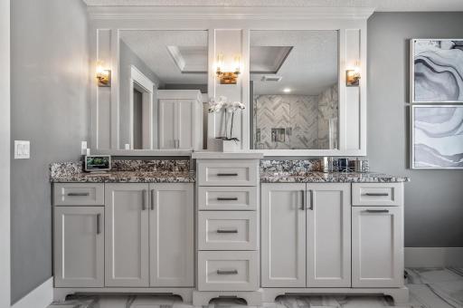 Raised height counters with Cambria countertops