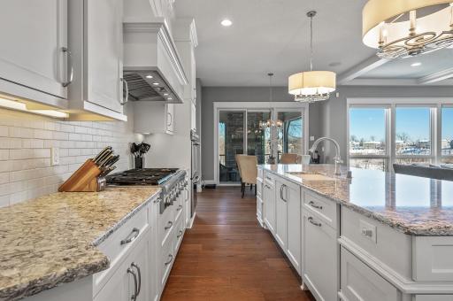 Cambria countertops with beautiful tile backsplash