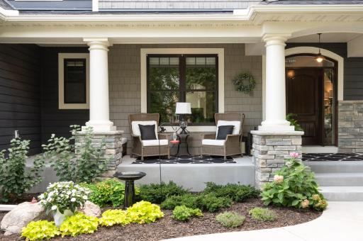 Extensive professional landscaping with a variety of plantings
