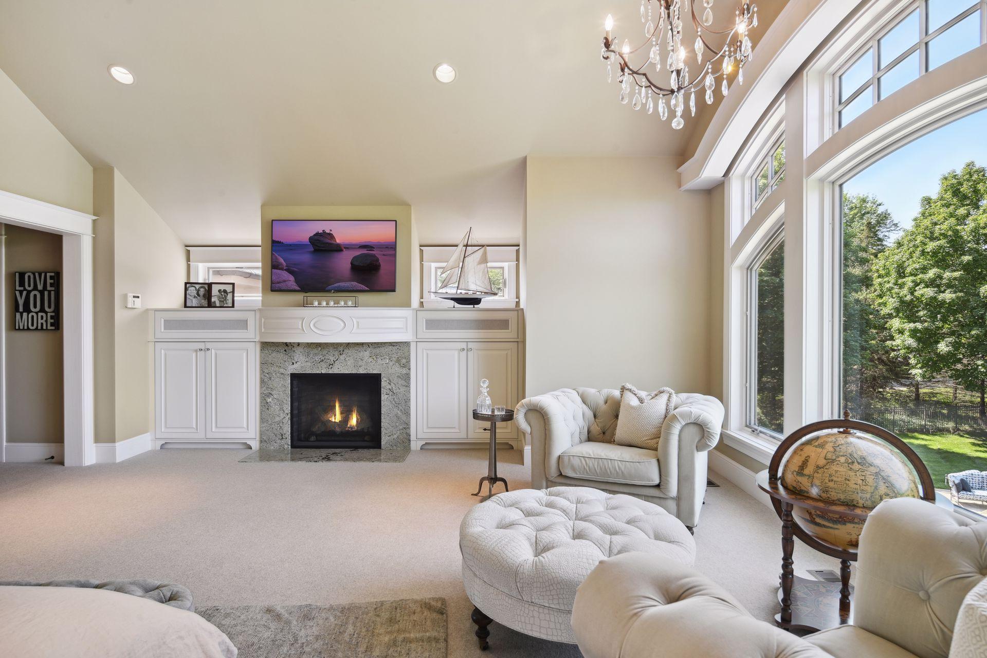 Custom Built-Ins and Fireplace in Owner's Suite