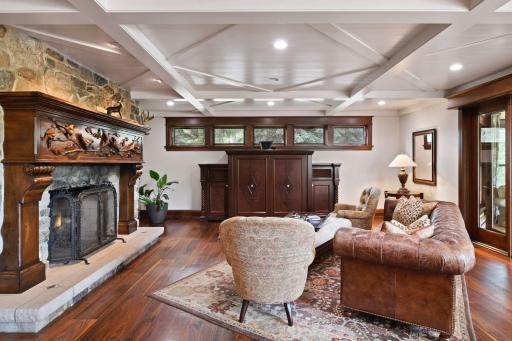 Walnut Hand Carved Mantle to Compliment Beverage Hutch