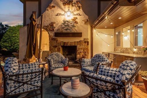 Outdoor Fireplace off Deck