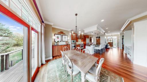 Sliding glass door to deck & outside entertainment center