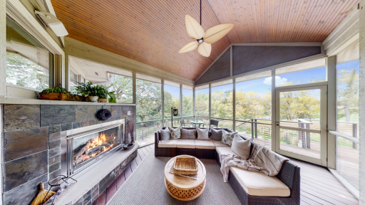 3 season porch with gas fireplace & screens