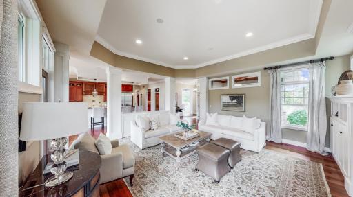Living room is very spacious at 19' x 17' with Brazilian walnut hardwood floor.