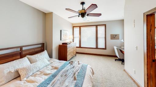 Lower level bedroom (17' x 12') with built-in desk