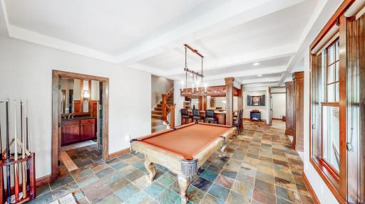 Billiards room with 3/4 bathroom adjacent