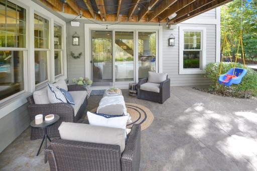 Under deck patio (21' x 21') with stamped concrete