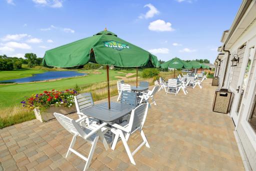 Enjoy happy hour & lunch on the patio of Troy Burne Golf Village Club House