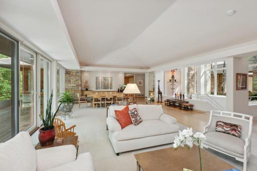 This design allows for open spaces and unrestricted views from the living areas to the front exterior of the home.