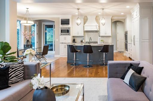 Center island in kitchen, double oven, built-in microwave