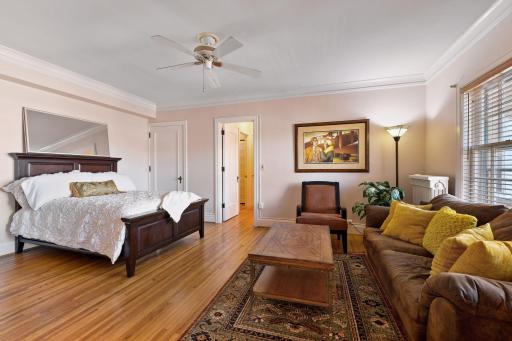 Two substantial walk-in closets are found in the main room and hallway across from the bathroom. And don't miss the additional almost 3 ft deep linen closet.