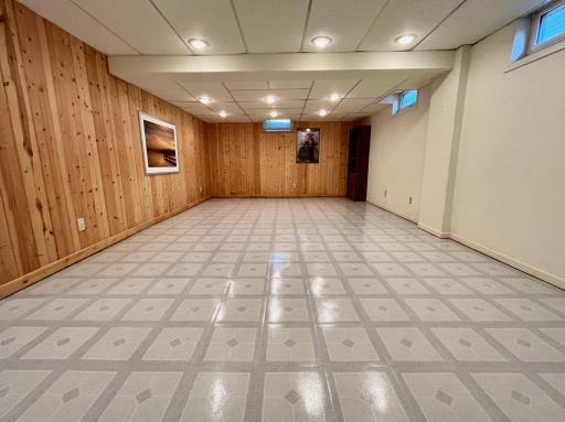 Family room wood walls