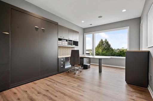 Third bedroom/office in the lower level features a Murphy bed.