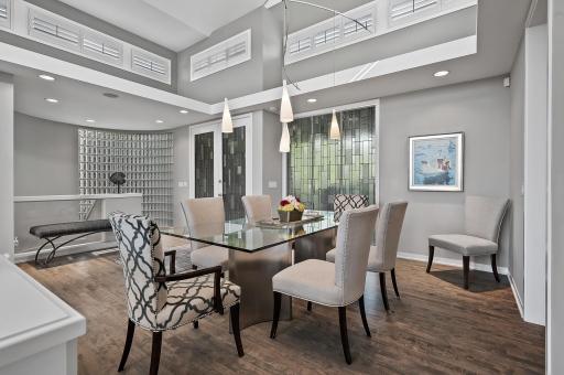 The rounded glass wall is just one of the many remarkable features