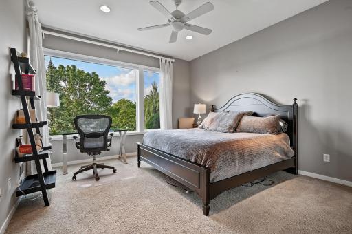 Lower level bedroom is adjacent a full bath