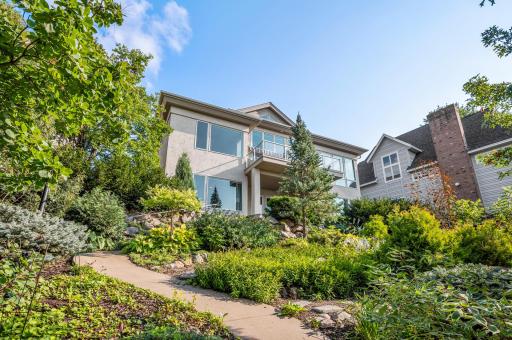 Walkway to the water is beautifully landscaped.