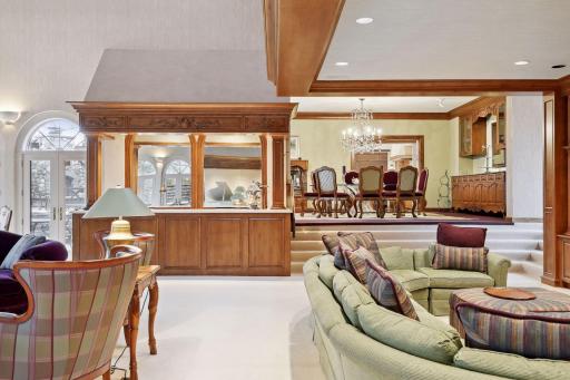 Bar Area, with Wood Cabinetry and Surround