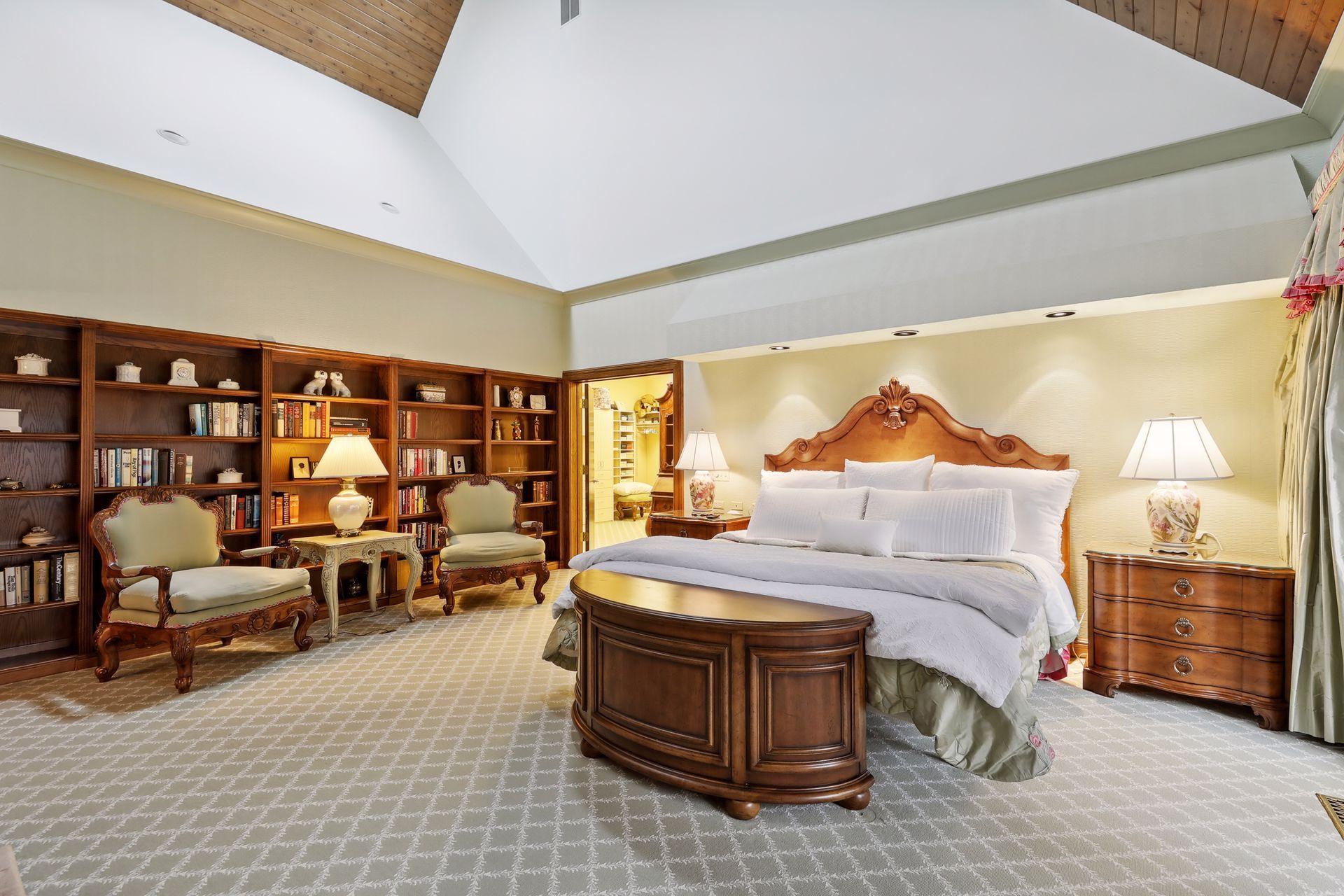 Built-In Book Shelves, leading to Oversized Walk-In Closet and Bathroom