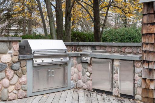 Grilling Station next to Outdoor Fireplace