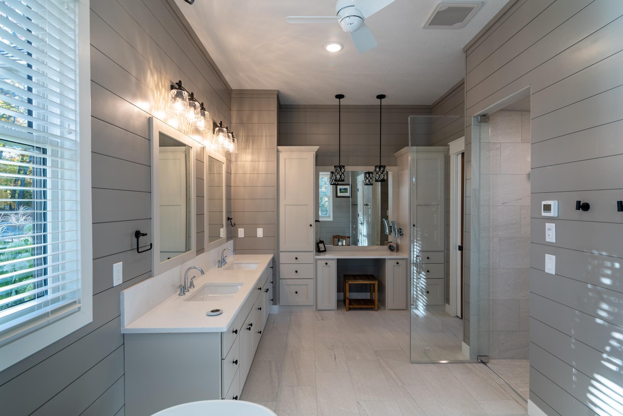 Primary suite has spa-like bathroom