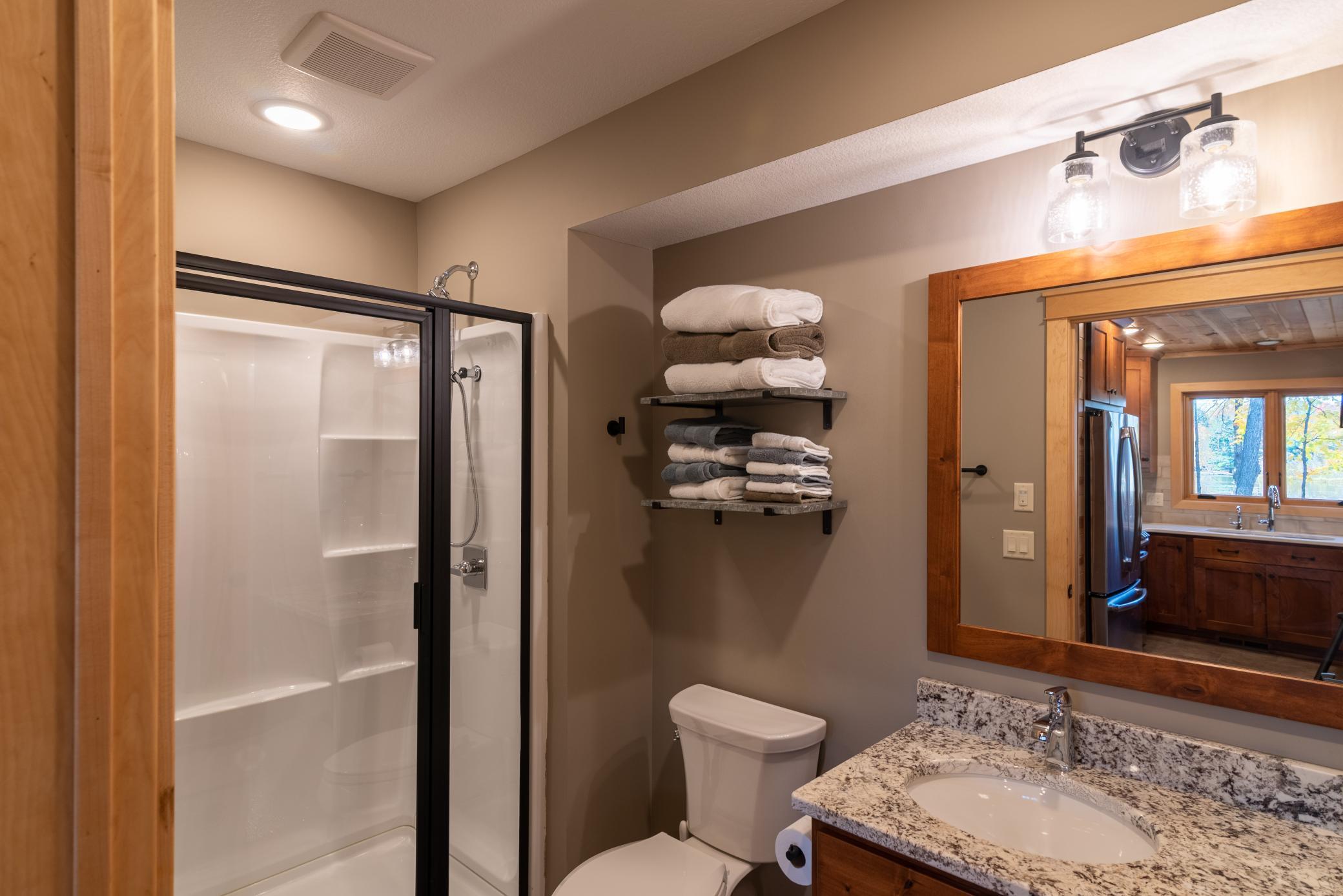 3/4 bathroom on main floor of guest house