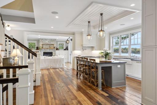 Huge center island boasts & tons of cabinetry boasts soapstone counterssoapstone counter