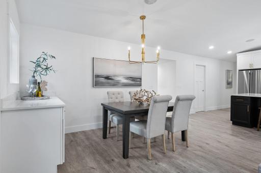 Dining area with beverage bar/storage/mini fridge
