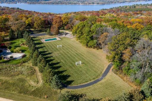 Showing Troy Village Park pickle ball courts and St Croix River