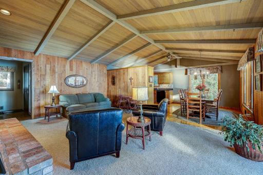 Family room flows to kitchen/dining area.