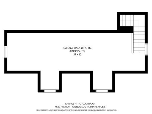 4639 Fremont Ave S - Garage Attic Plan showing room for finishing or storage