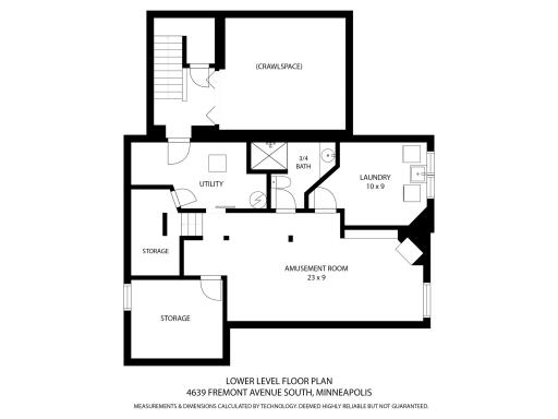 4639 Fremont Ave S - Lower Level Floor Plan