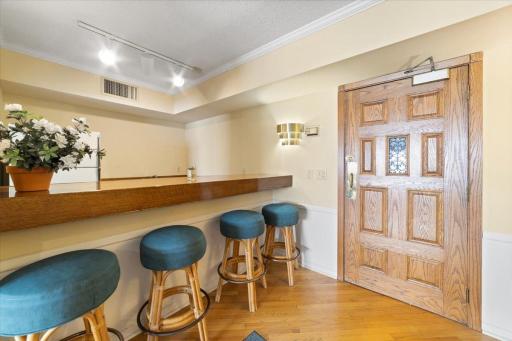 Party Room with kitchenette, wet bar, TV and lake views