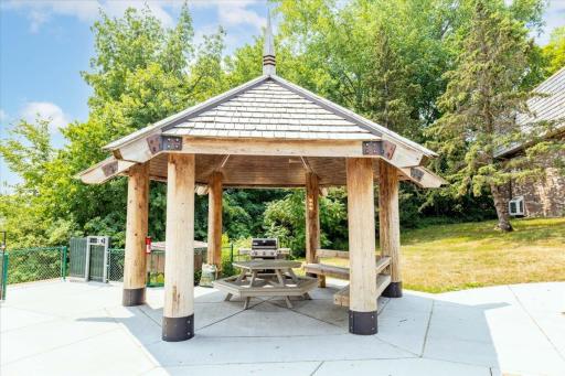 Lakeside gazebo with picnic/bbq area and patio