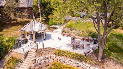 Lakeside gazebo with picnic/bbq area and patio