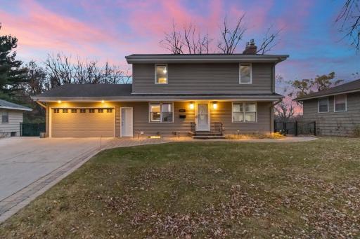 Front of Home with automatic accent lighting throughout the exterior
