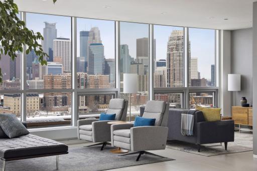 Dramatic panoramic skyline and riverfront views from every room.
