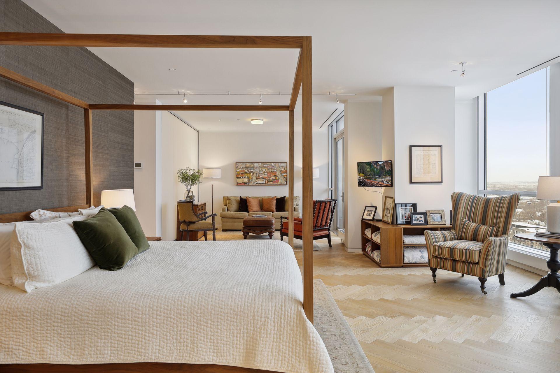 Upper level primary bedroom suite.