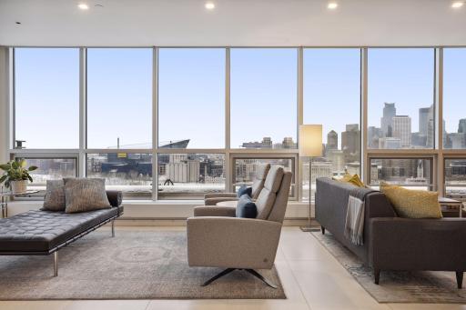 Main level lounge area seating arrangements take full advantage of the views.