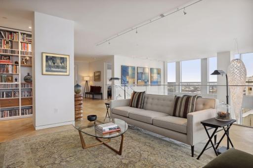 Upper level library and den with views to the East and to the South.