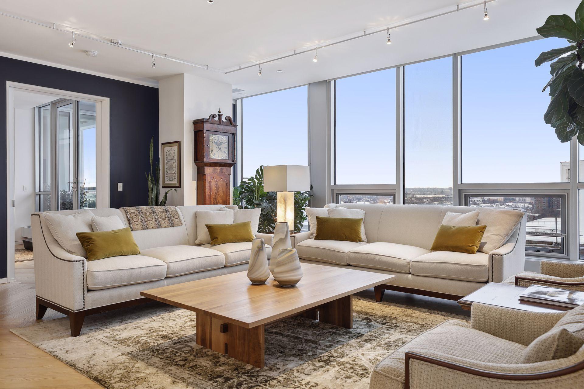 Living room with East facing windows.