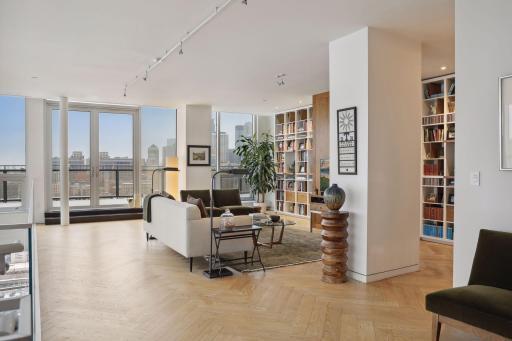 Upper level library and den.