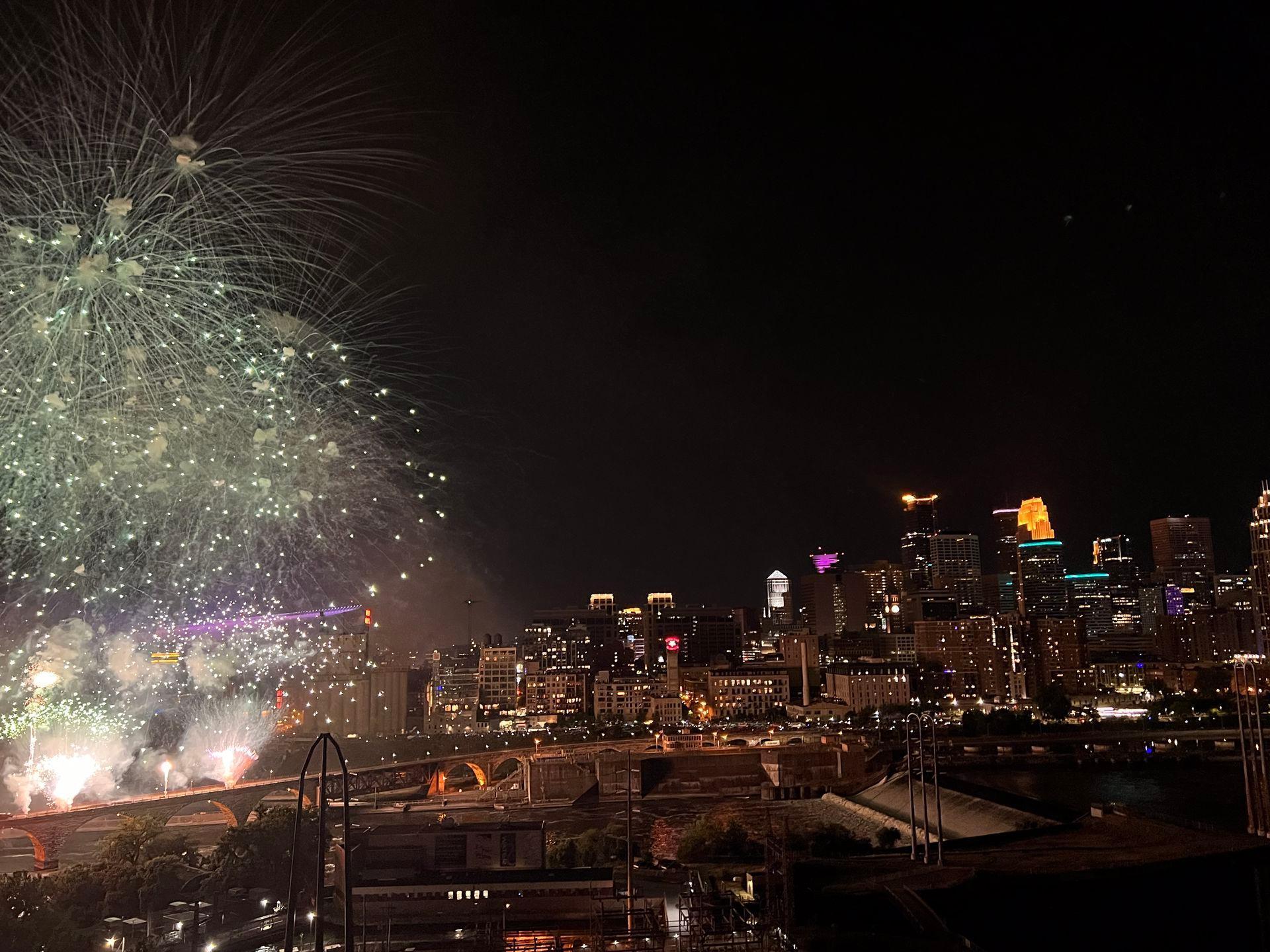 Photo taken from #1703 terrace during a fireworks display.